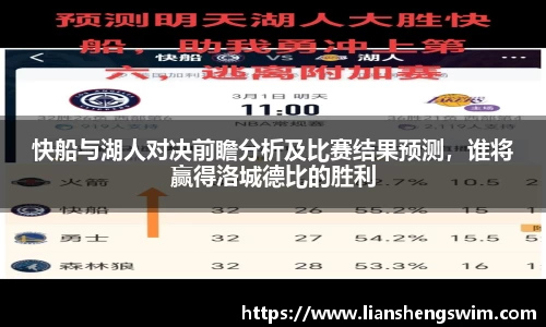 快船与湖人对决前瞻分析及比赛结果预测，谁将赢得洛城德比的胜利